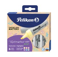 Pelikan Textmarker 490® eco, Set aus 6 Pastell-Farben im Etui