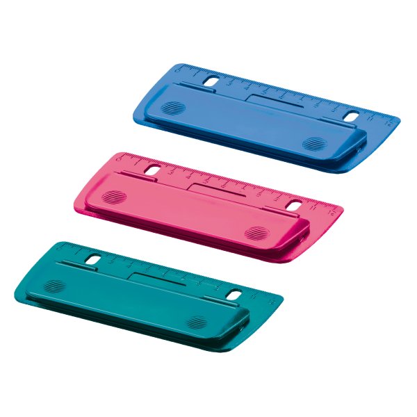 Herlitz Mini Taschenlocher zum Einheften mit Linealfunktion, Color Blocking, farbig sortiert